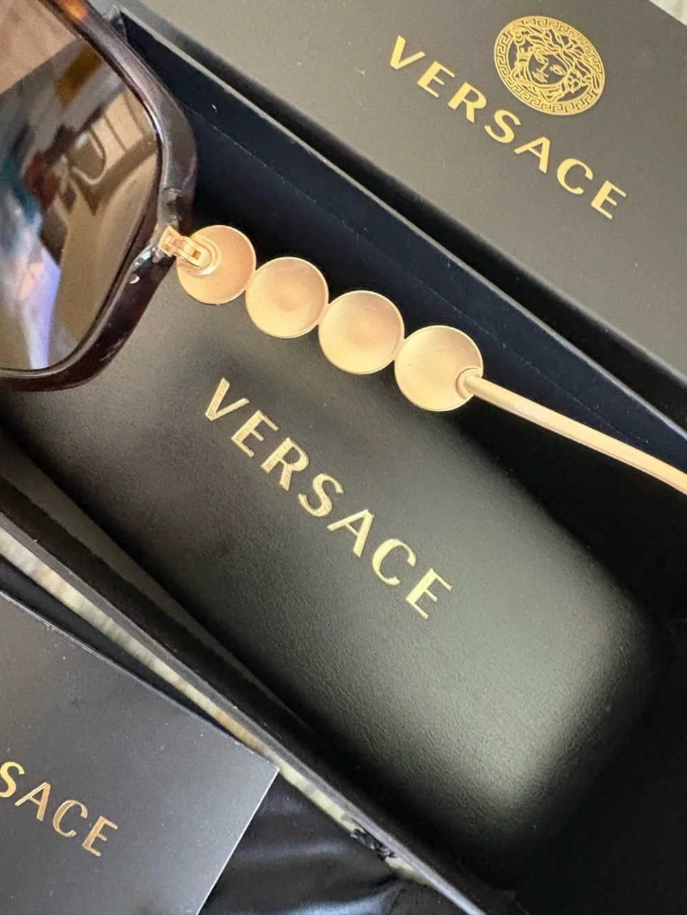AUTHENTIC NEW Versace Gold Medusa Frame Glasses Brown Havana Box Dustbag WOW - Picture 4 of 8